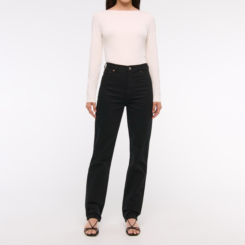 Abercrombie 90s High Rise Straight Jeans – Black, Size 29